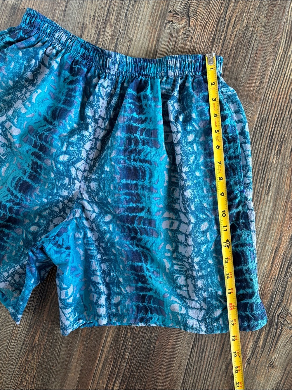 Vtg Speedo Swim Trunks Shorts Mens L Blue Psychedelic Bold Print Mesh Lined 80s - Picture 3 of 12